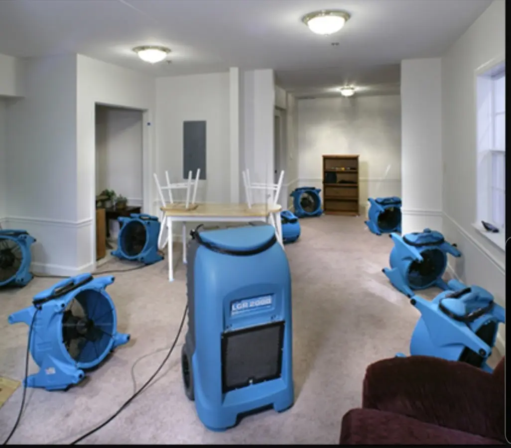 Air movers and dehumidifier setup for Water Extraction & Removal in Stony Point